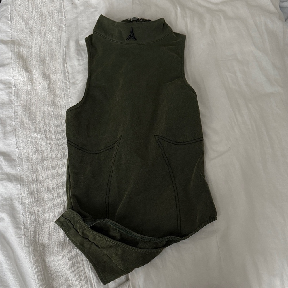 Sleeveless Mock Neck Top in Olive Green